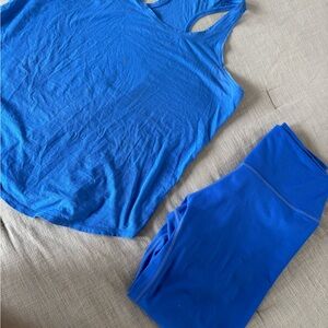 Blue Tank Top and Leggings Set